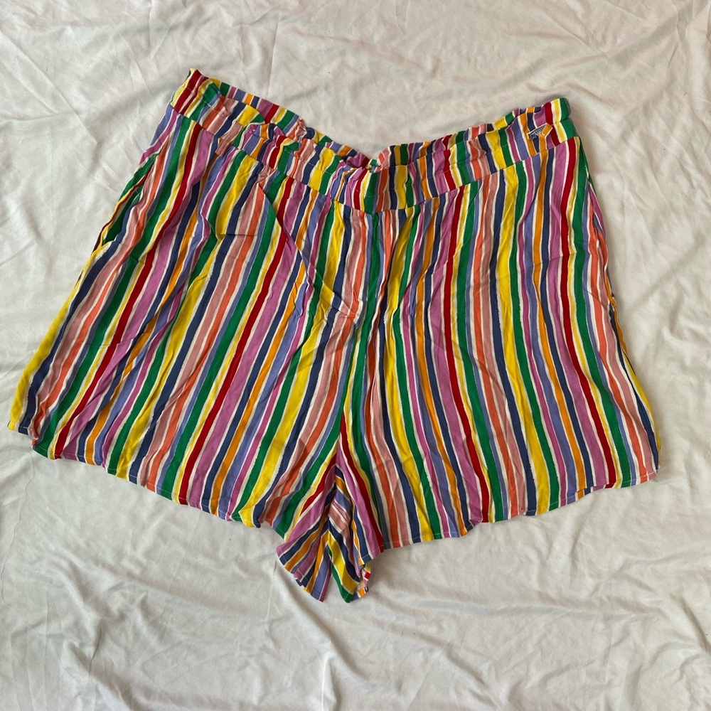 Eloquii High Waist Red and Pink Shorts